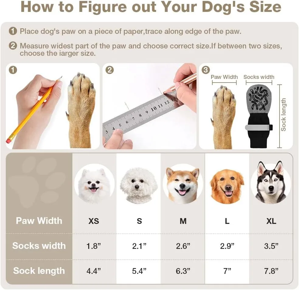 Adiwo 2 Pares Calcetines Antideslizantes para Perros, con Velcro Ajustable, Protector de Patas con Correas Reflectantes, Evita Lamer y Rayones en el Suelo (M) foto 1