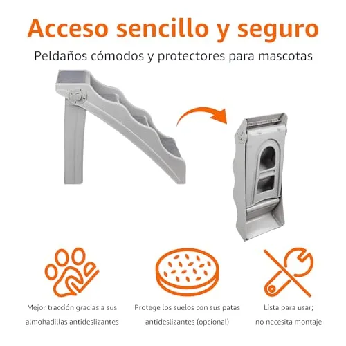 Amazon Basics Escalones plegables para perros y gatos, Gris, 60.7 x 40.9 x 50.2 cm foto 2