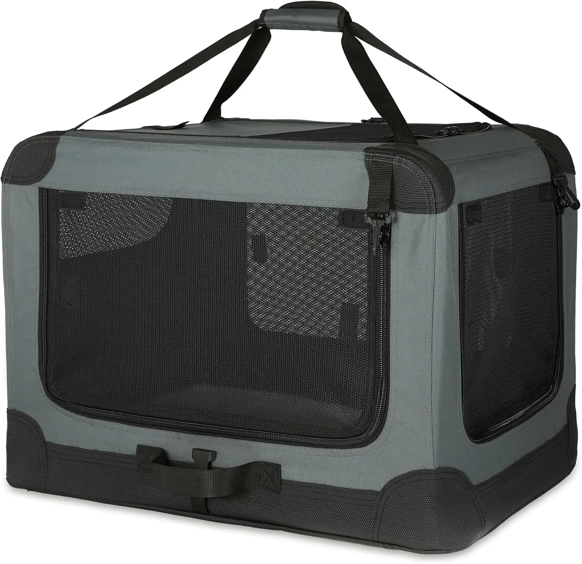 Amazon Basics Transportín Portátil Plegable de 2 Puertas para Perros y Gatos, Tan, L 91 x 61 x 61 cm foto 6