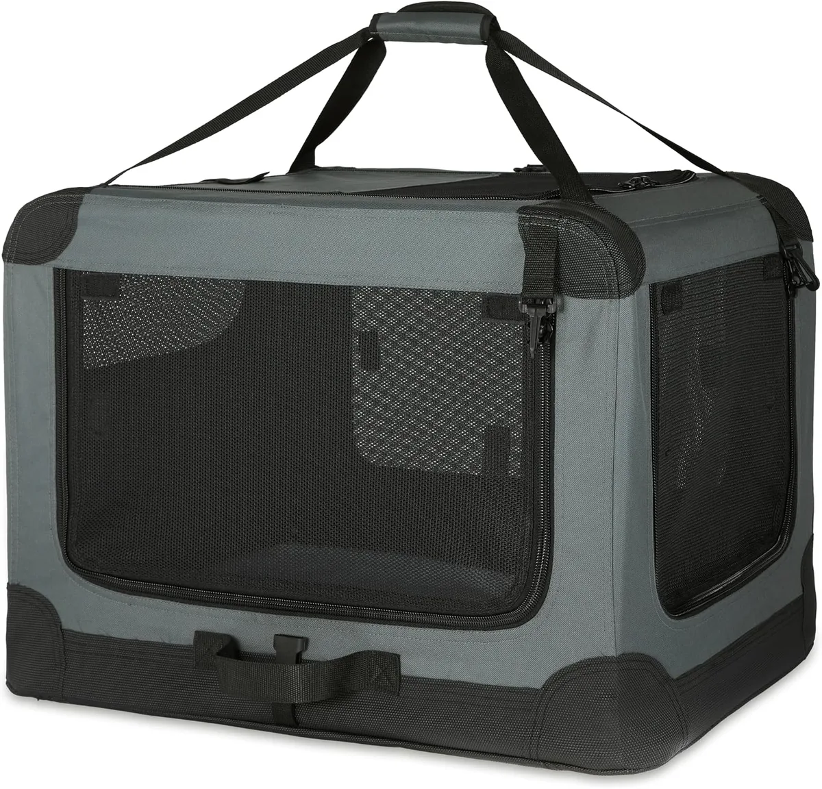 Amazon Basics Transportín Portátil Plegable de 2 Puertas para Perros y Gatos, Tan, L 91 x 61 x 61 cm foto 7