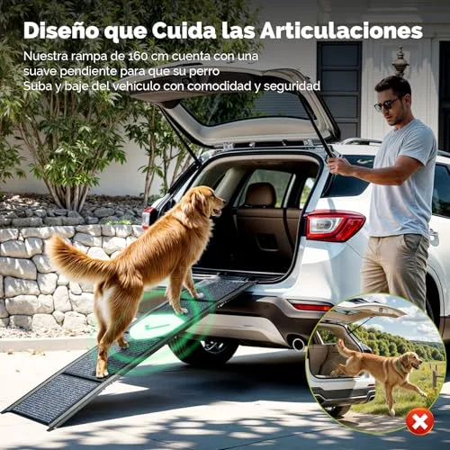 CO-Z Rampa para Perros para Coche, 160 cm Rampa Plegable para Mascotas de hasta 90 kg Superficie Antideslizante para Coche SUV Camioneta Cama Sofá foto 3
