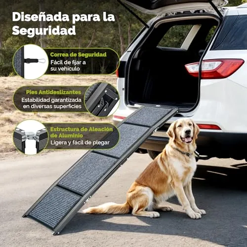 CO-Z Rampa para Perros para Coche, 160 cm Rampa Plegable para Mascotas de hasta 90 kg Superficie Antideslizante para Coche SUV Camioneta Cama Sofá foto 4