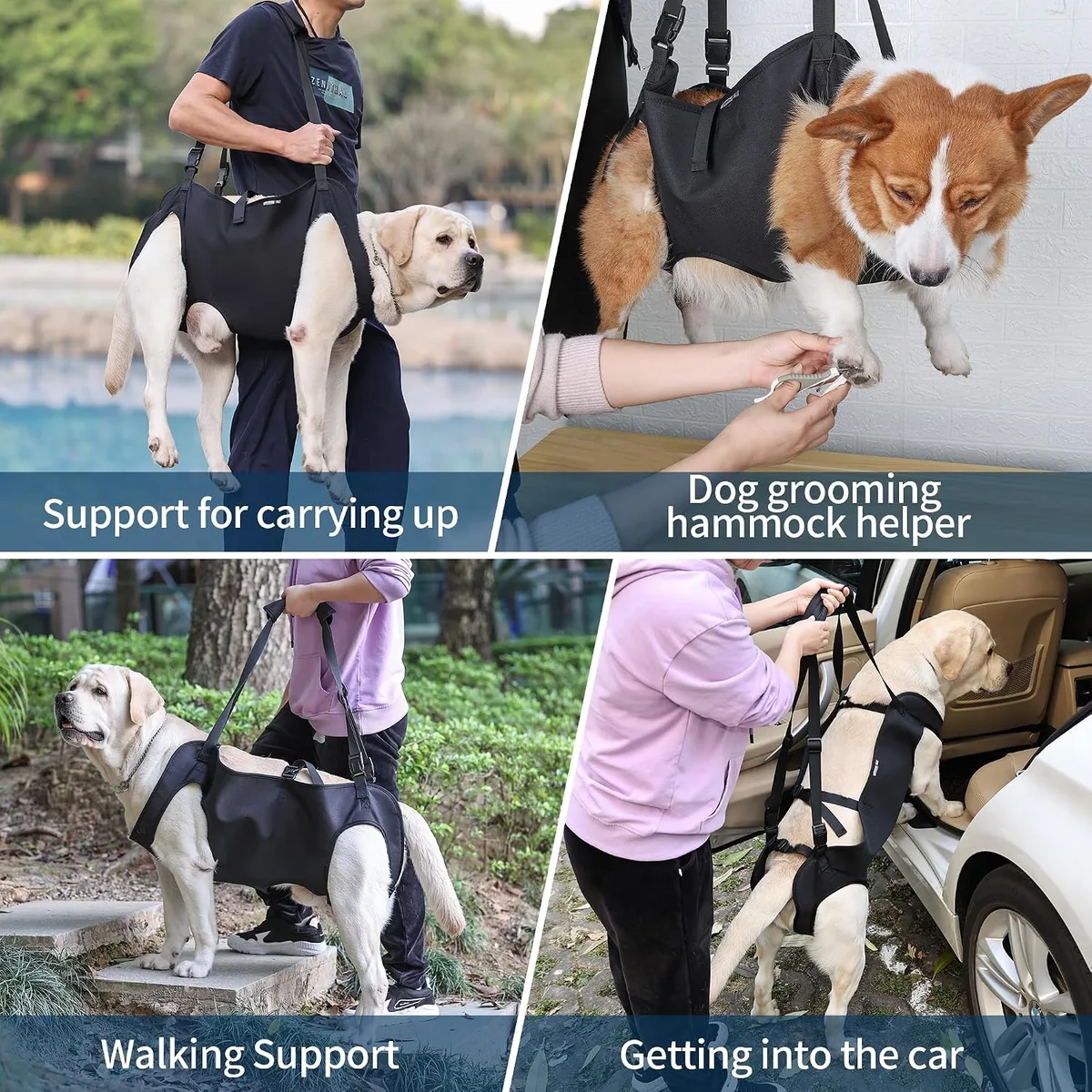 Duuclume Arnés de Elevación para Perros, Mochila de Emergencia Portador de Cabestrillo para Soporte de Patas de Mascotas y Rehabilitación, Correas de Elevación Ajustables foto 6