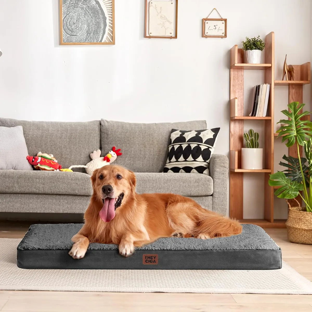 EHEYCIGA Cama Perros Grande Ortopédica, 89x58x9cm, Gris | Colchon Perro con Espuma De Caja De Huevos, Colchoneta Perro Lavable para Jaula, Dog Bed foto 7