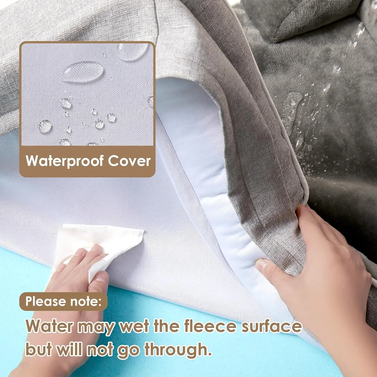 EHEYCIGA Cama Perro Extra Grande 112x81x16cm, Colchon Perro Impermeable Lavable con Espuma Viscoelástica, Sofá Perro Ortopedica Desmontable, Gris foto 3