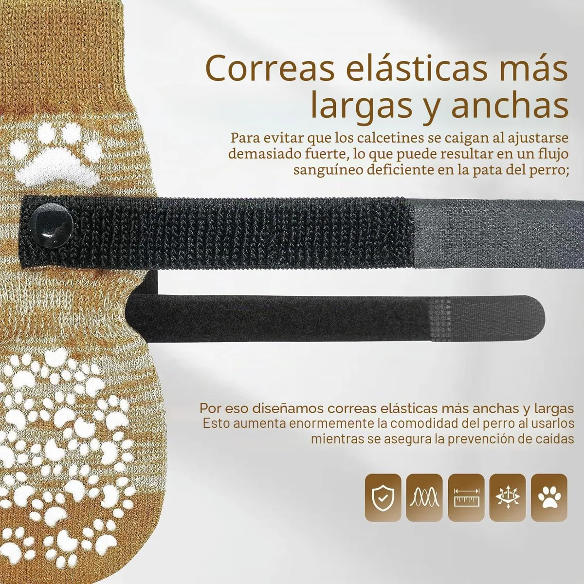 EXPAWLORER Calcetines para Perros con Agarres, Antideslizantes de Doble Cara para Suelos de Madera Dura, Ajustables con Tracción Adicional para Perros Pequeños, Medianos y Grandes foto 3