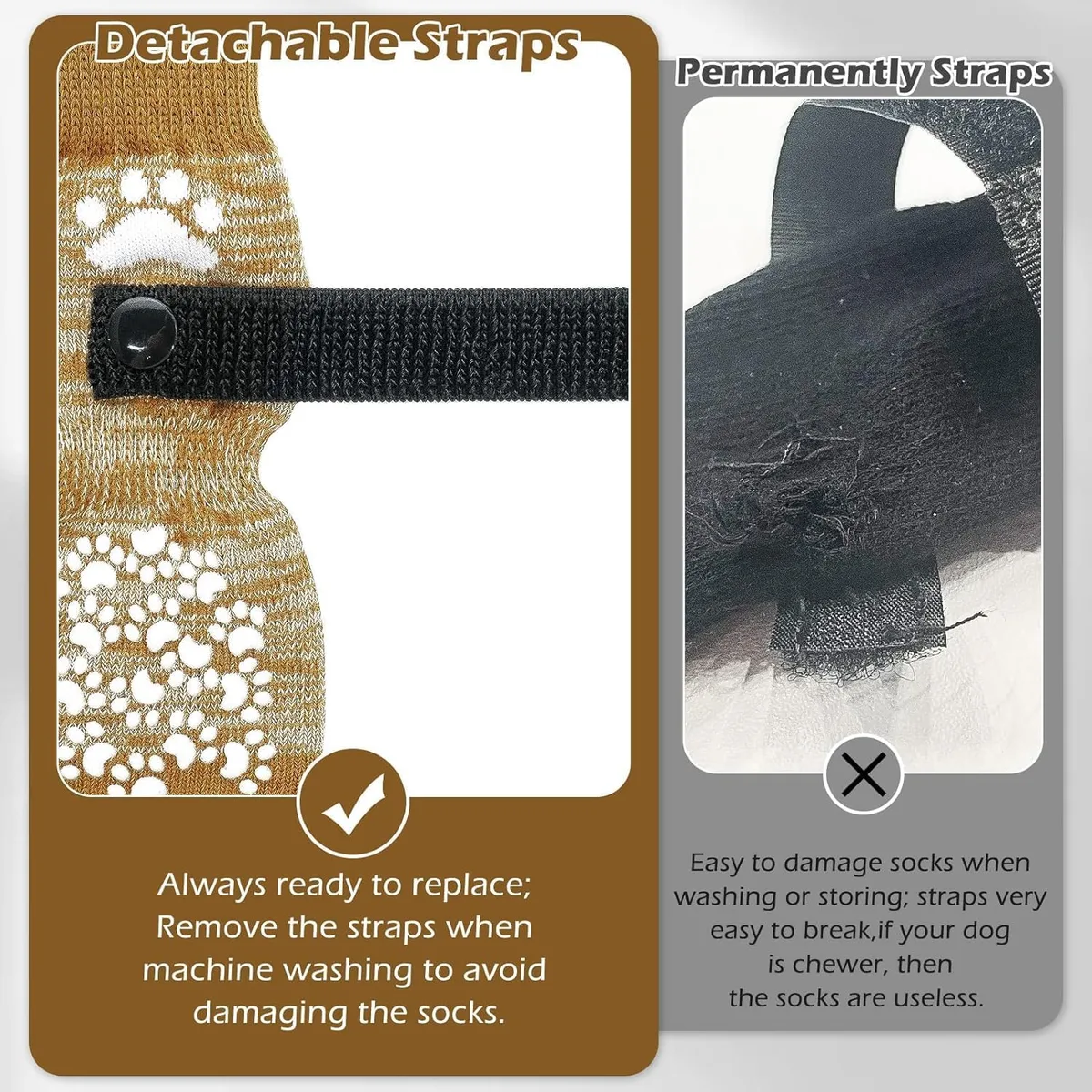 EXPAWLORER Calcetines para Perros con Agarres, Antideslizantes de Doble Cara para Suelos de Madera Dura, Ajustables con Tracción Adicional para Perros Pequeños, Medianos y Grandes foto 5