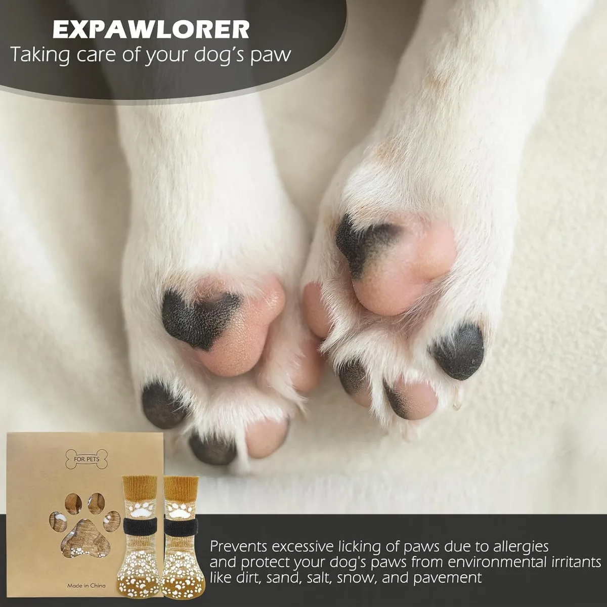 EXPAWLORER Calcetines para Perros con Agarres, Antideslizantes de Doble Cara para Suelos de Madera Dura, Ajustables con Tracción Adicional para Perros Pequeños, Medianos y Grandes foto 6