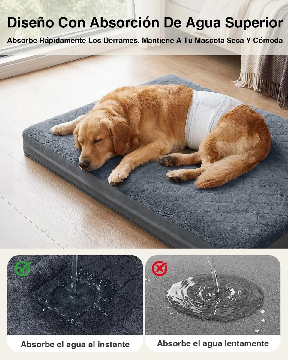 Favodormir Cama Perro Grande XL-119x73x9Cm, Colchón Impermeable para Perros | Una Cara de Piel Sintética, Cama Bifaz Ortopédica para Perros, Forro Impermeable, Extraíble y Lavable, Gris foto 1