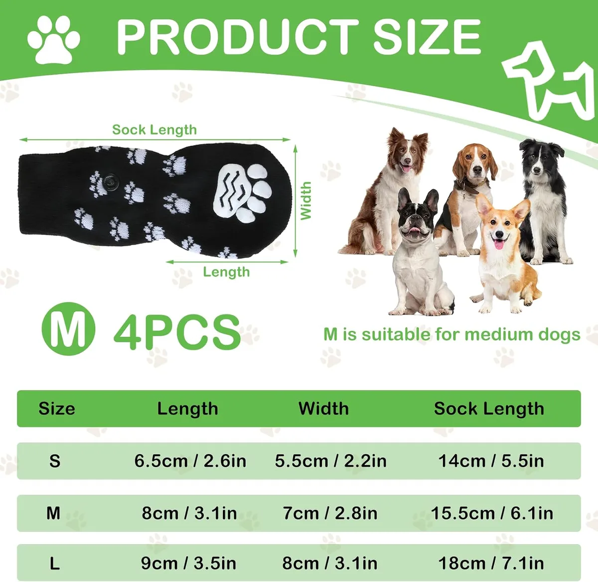 JINSIHU 4 Piezas Calcetines Protección Dual Antideslizantes Ajustables con Correas M | Calcetines Perros Interiores, Control Tracción, Fácil Colocación, Transpirable foto 1