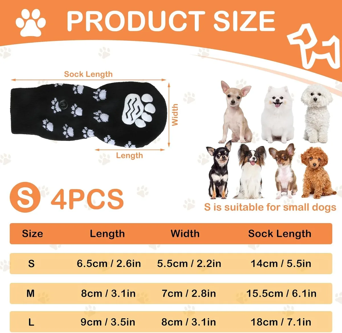 JINSIHU 4 Piezas Calcetines Protección Dual Antideslizantes Ajustables con Correas S | Calcetines Perros Interiores, Control Tracción, Fácil Colocación, Transpirable foto 1