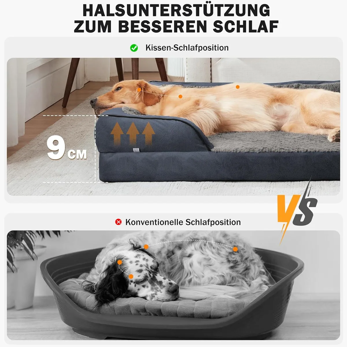 JOEJOY Cama Ortopédica para Perros Grandes XL, Sofá de Espuma Viscoelástica en Forma de Huevo 89x64x17 cm, Funda Extraíble y Lavable, Base Antideslizante con Forro Impermeable, Gris Oscuro foto 1