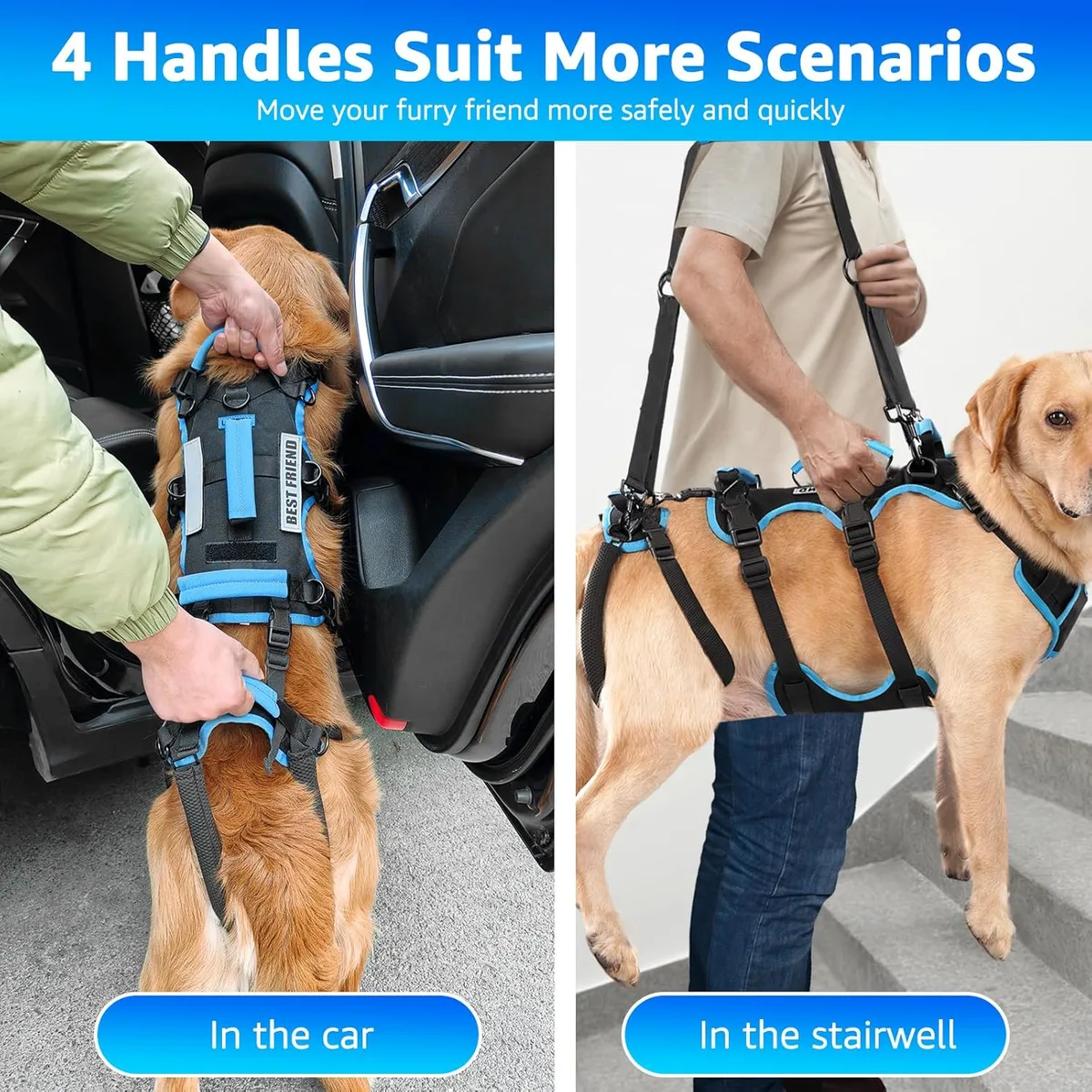 Lafoty Arnés de Levantamiento para Perros Machos Grandes – Arnés 2 en 1 de Ayuda para Levantar, Apoyo para Las Patas Traseras y Asistencia en Movilidad para Perros Mayores (Negro, Grande) foto 2
