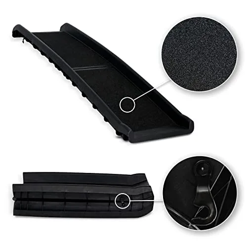 lionto Rampa Plegable para Perros y Coche, hasta 90 kg, 156 x 40 cm, Negro, Superficie antideslizante, estructura estable y diseño plegable para facilitar el acceso al coche foto 5