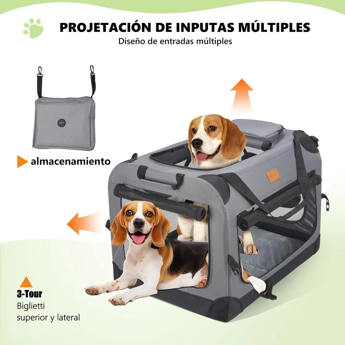 morpilot Transportín Perro Gato, Bolsa Transporte Transpirable para Mascotas, Portador de Viaje con Correa de Hombro Ajustable, con Colchón Suave y Tazón (60 x 42 x 42 cm) foto 7