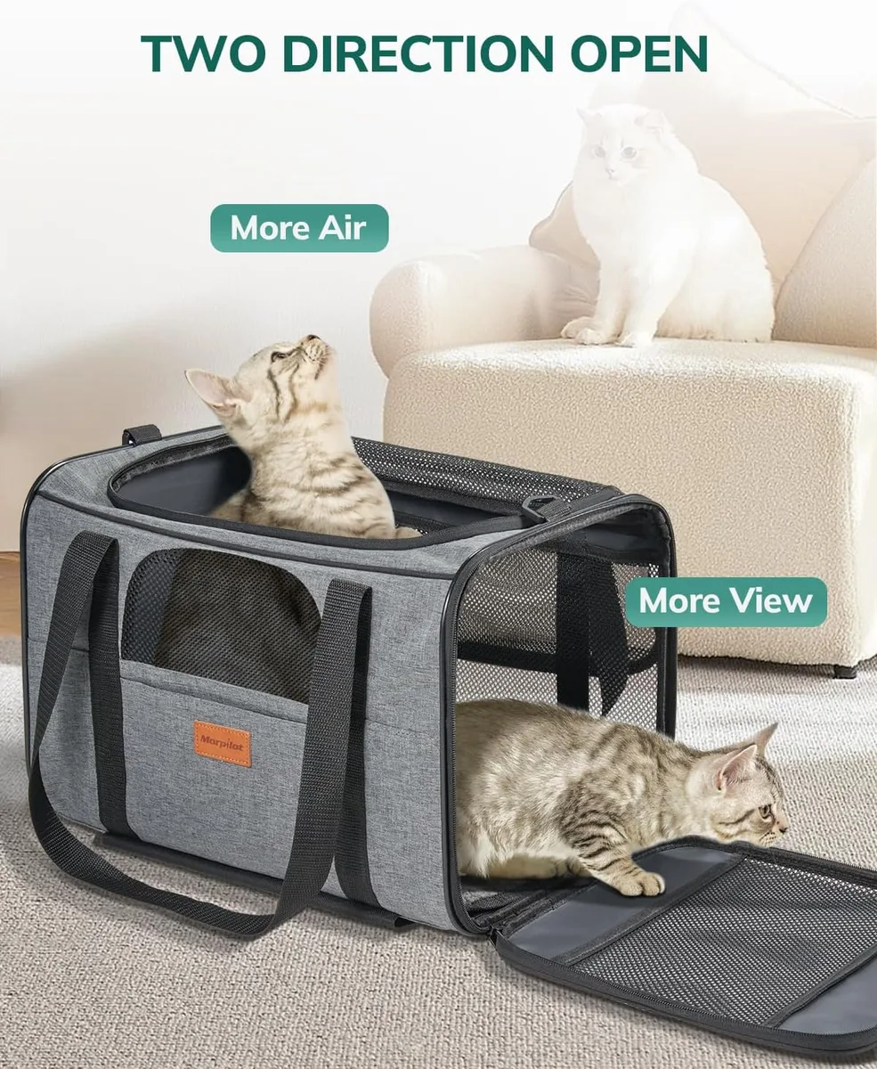 morpilot Transportín para Gatos y Perros con Ruedas y Varilla Telescópica, Bolsa de Viaje Plegable con Cuenco y Ruedas Extraíbles (43 x 28 x 28 cm) foto 2