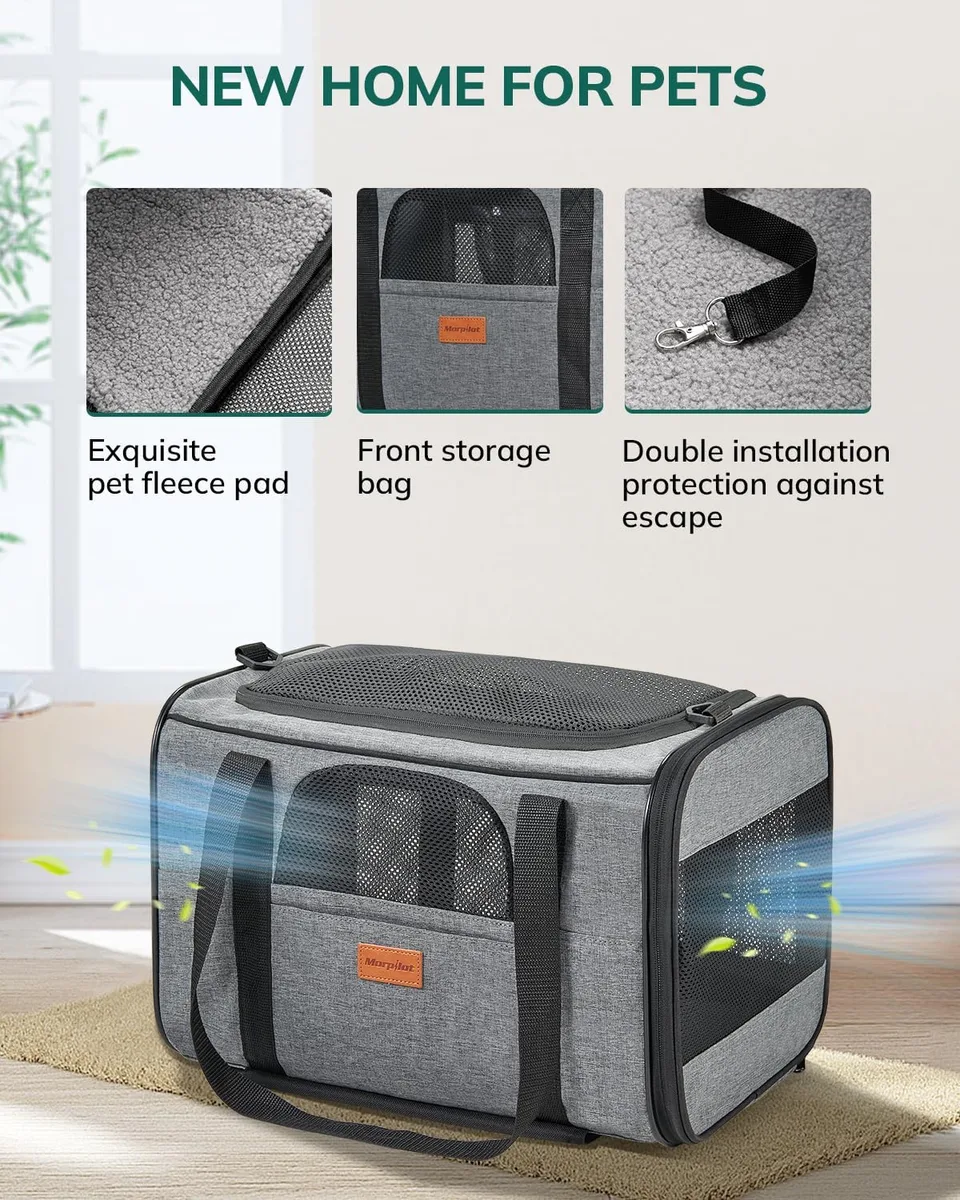 morpilot Transportín para Gatos y Perros con Ruedas y Varilla Telescópica, Bolsa de Viaje Plegable con Cuenco y Ruedas Extraíbles (43 x 28 x 28 cm) foto 6