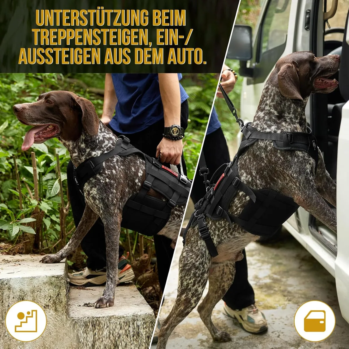 OneTigris Arnés de Apoyo Invictus para Perros Medianos y Grandes - Arnés de Elevación y Seguridad Con 3 Asas, Correas Ajustables Desmontables y Correas Traseras foto 5
