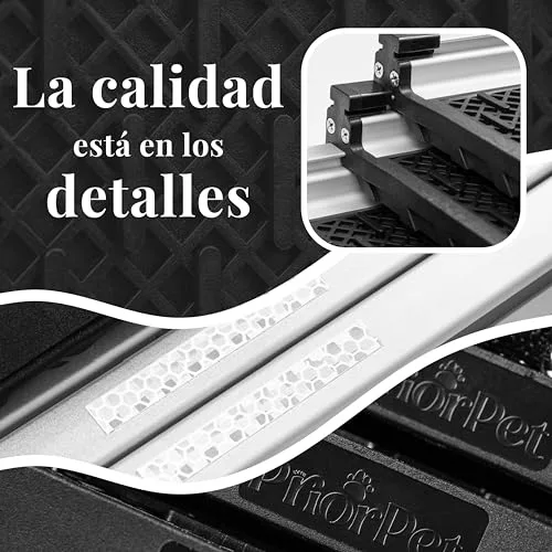 PRIORPET Rampa para Perros para Coche, Todoterreno - Rampas telescópicas Extensibles para Perros Grandes - Estable - Antideslizante - 90 kg de Capacidad - Clip de fijación foto 5