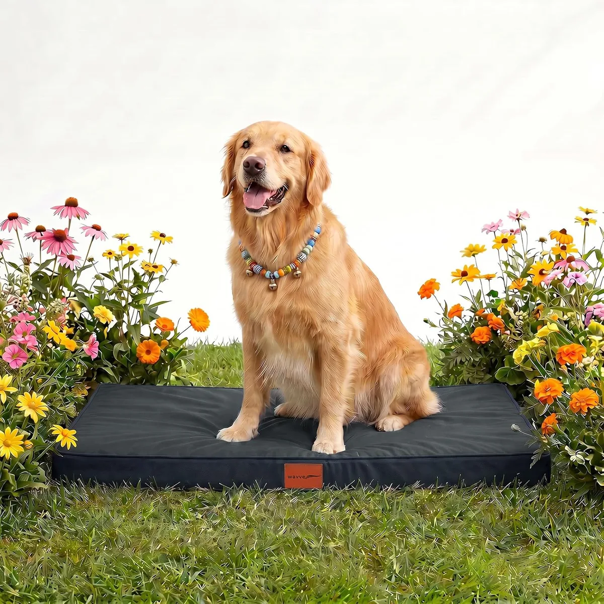 WAVVE Cama Perro Extra Grande Ortopédica 112x81x7.6 cm, Colchon Perro Desenfundable Impermeable Lavable Irrompible, Cama Can con Espuma De Caja De Huevos, Dog Bed XL, Gris foto 1