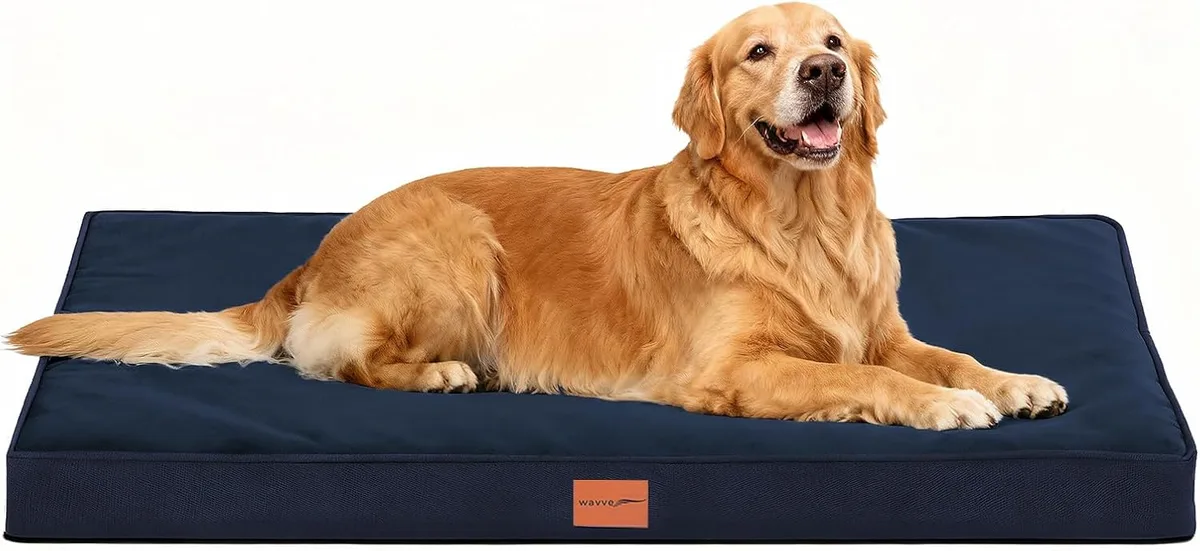 WAVVE Cama Perro Extra Grande Ortopédica 112x81x7.6 cm, Colchon Perro Desenfundable Impermeable Lavable Irrompible, Cama Can con Espuma De Caja De Huevos, Dog Bed XL, Gris foto 7